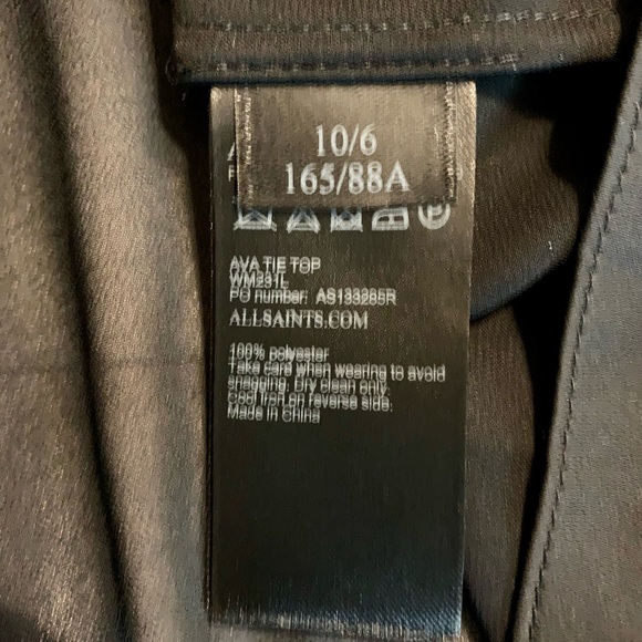 LN ALLSAINTS AVA TIE DRAPE SLEEVELESS TOP. ASYMMETRIC HEM IN BACK. - Picture 6 of 11